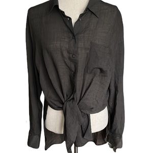 NWT Free People That’s a Wrap Black Long Sleeve Button Down Collared Shirt M